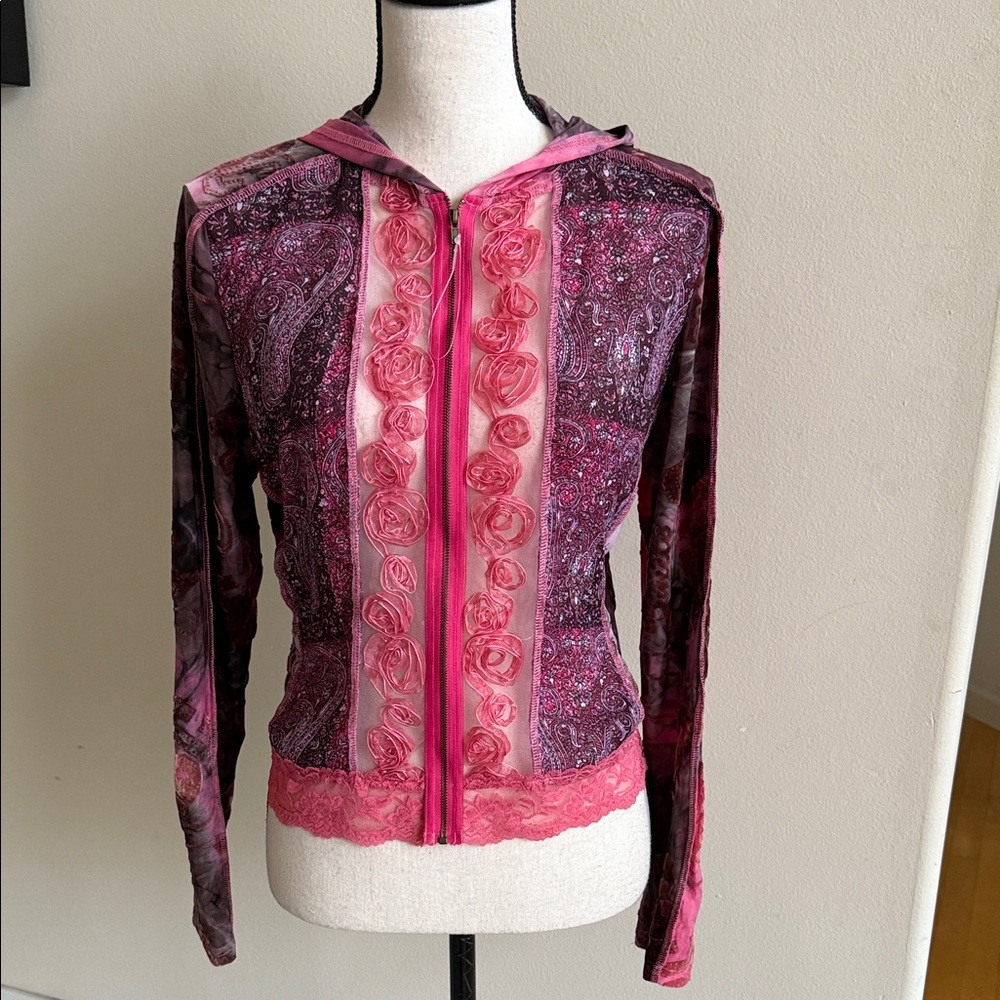 Elegant Women's Floral Hooded Jacket